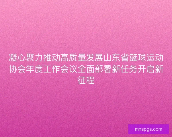 凝心聚力推动高质量发展山东省篮球运动协会年度工作会议全面部署新任务开启新征程